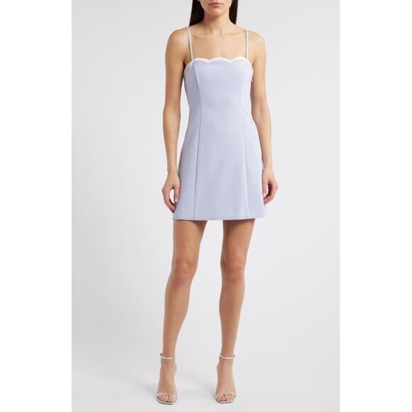 FRENCH CONNECTION Azra Scallop Mini Dress Lavender Sz 14 Romantic Soft Glam NWT - Picture 11 of 11
